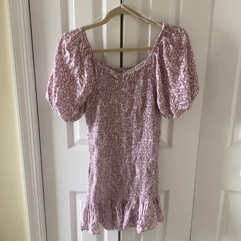 Slim Fit Floral Dress With Puff Sleeves
